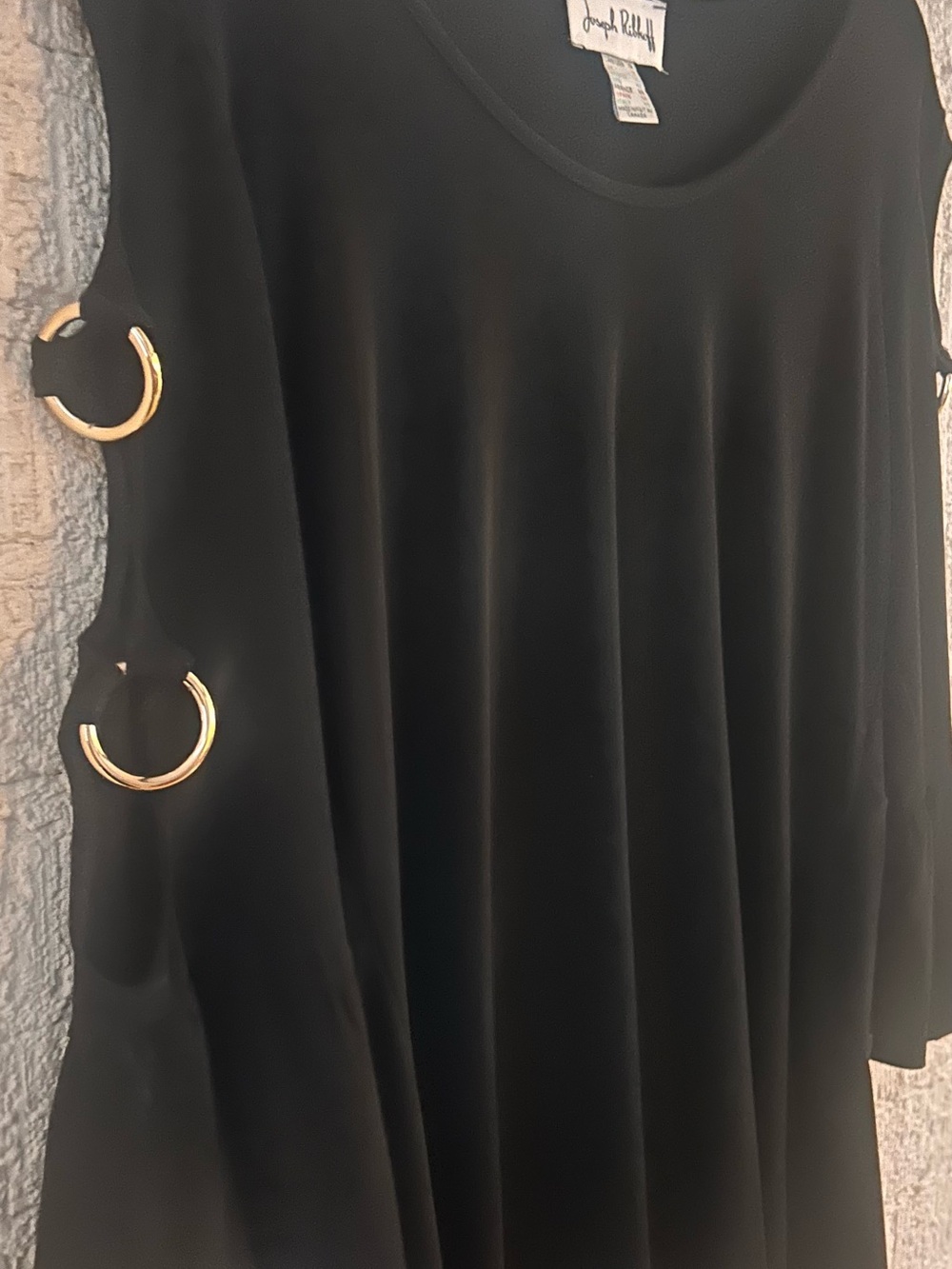 Joseph Ribkoff Black Sleeveless Tunic with Gold Ring Accents